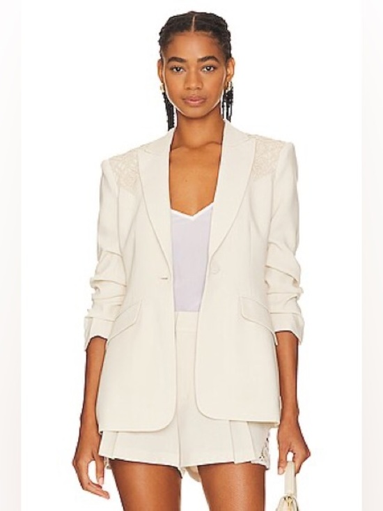 Cinq A Sept Crochet Lace Cheyenne Blazer Ivory Cream Neutral Quiet Luxury Spring - Picture 2 of 15